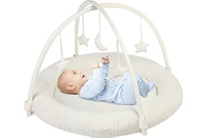 Beright Baby Gym, Baby Play Gym with Movable and Detachable Hoops, Baby Activity Center with Hanging Out Toys in Shape of a Moon and Stars, Perfect Newborn Toys