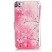iPhone 5S Case, iPhone 5 Wallet Case, Firefish [Kickstand] [Shock Absorbent] Double Protective Case Flip Folio Slim Magnetic Cover with Wrist Strap for Apple iPhone 5/5S/SE-Cherry