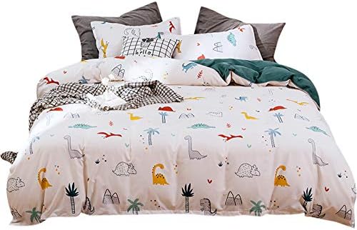 Odot Duvet Cover Set Bedding Set 3 Pieces Single Double Super King Size, Girls Boys Zoo Microfiber Ultra Soft Anti-Allergic with Quilt Cover Pillow Cases (Double-200x200cm,Dinosaur)