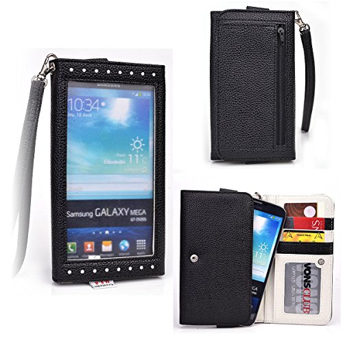 Onyx Black EXXIST Universal Large Phone Case Pouch with Card Holders ID Pocket Bill Fold Fits Samsung Galaxy Note5