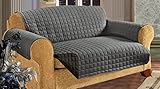 Elegance Linen Quilted Slip Cover Water-Absorbent Furniture Protector for Sofa, Gray
