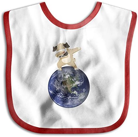 Dabbing Bulldog On Earth Soft Cotton Infant Baby Bid Pinafore Saliva Towels Red