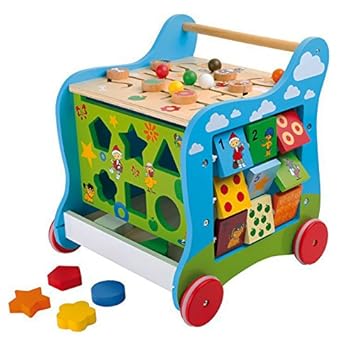 small foot 5848 Lauflernwagen 'Unser Sandmännchen' aus Holz, 5-seitiger Spielspaß, zur Förderung der Motorik, ab 1 Jahr