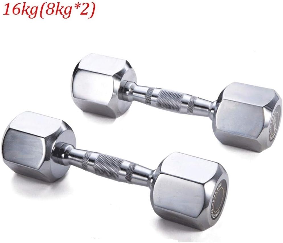Pure Steel Hex Dumbbell 8kg X 2 Pair Men's Fitness Equipment Plating Dumbell Weights Set Chrome Training Arm Muscle Home Female Dumbbells, 16kg/35.3 Lbs (Size : 8kg2)