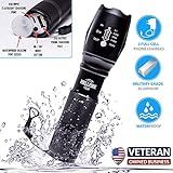 Hellfire Flashlight: LED Rechargeable Flashlight for Camping, Fishing, Hunting, Bright, Waterproof Tactical Flashlight, Emergency Light, iPhone or Android Cell Phone Chargers with USB