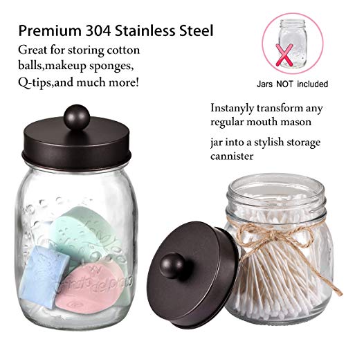 Stainless Steel Bathroom Accessories Set-Mason Jar Soap Dispenser Lid & Toothbrush Holder Lid,Bathroom Kitchen Rustic Modern Farmhouse Premium Mason Jar Decor (Jar Not Includ) (Bronze, 4)