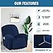 H.VERSAILTEX Recliner Sofa Cover 1-Piece Non Slip Soft High Stretch Modern Thick Velvet Plush Slipcover Form Fit Stretch Furniture Cover Recliner Sofa Slipcover Machine Washable - Navy