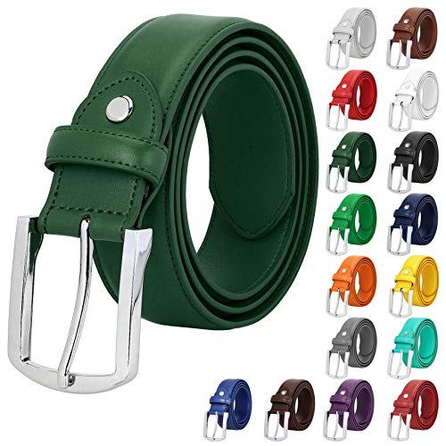 Falari Men Genuine Leather Casual Dress Belt With Single Prong Buckle 9028-DGN-32