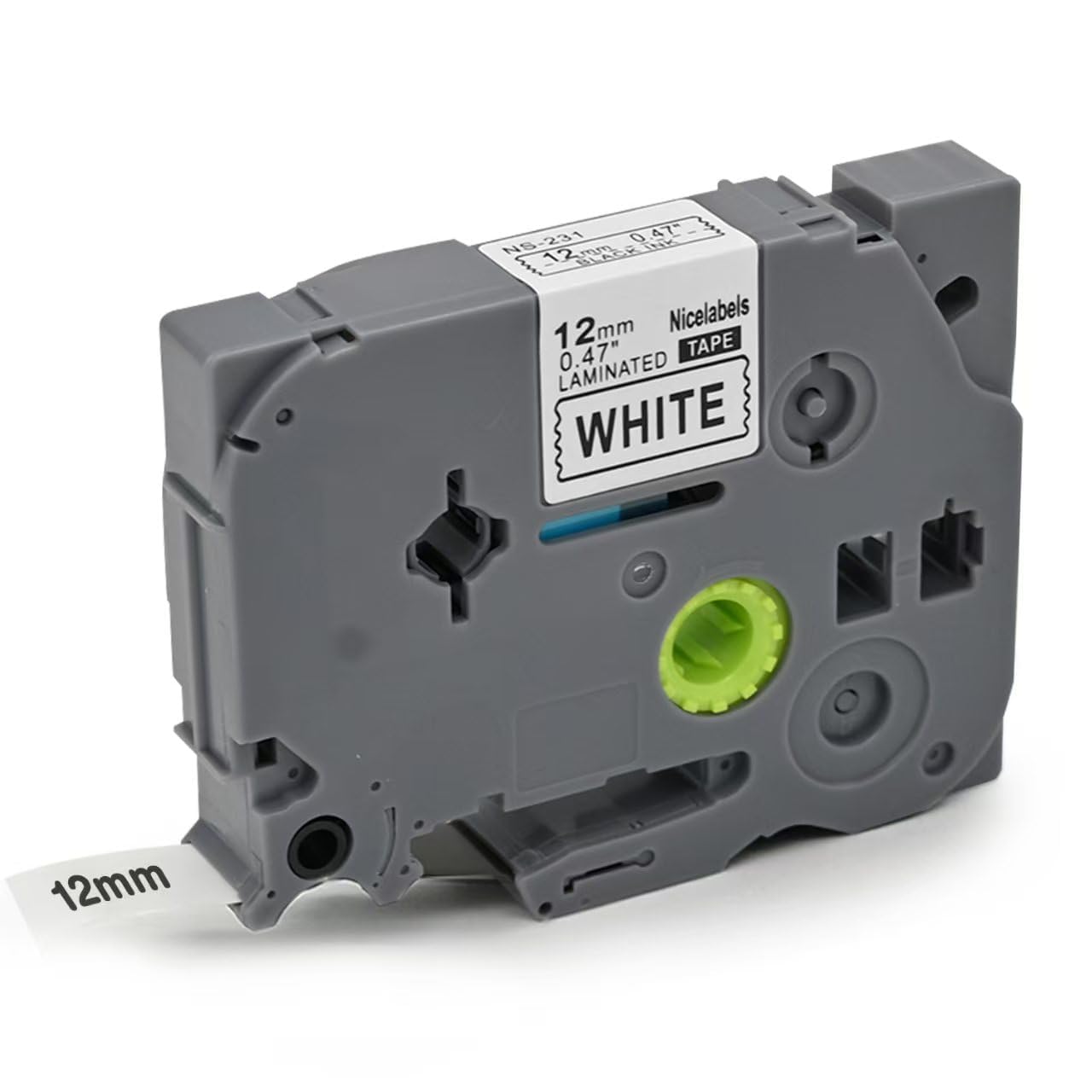 Photo 1 of 1-Pack 12mm 0.47" Laminated White Label Maker Tape Refill – Replacement for Brother P Touch Label Maker Tape TZe231 TZe-231 TZe, Compatible with Brother P-Touch Label Maker PT-D200 PT-2040 PT-1000