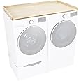 BenchPro Washer Dryer Countertop - Real Wood Butcher Block with Edge Rails - 30" Depth x 54" Width