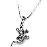 MayiaHey Crocodile Pendant, Alligator Necklace for Men, Gothic Crocodile Necklace Crocodile Jewelry, Hip Hop Crocodile Charm Necklace Stainless Steel Punk Crocodile Animal Pendant Necklace for mens