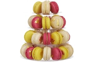 ZYNCUE 4-Tier Round Macaron Tower Stand Cake Display Rack for Party, Wedding & Birthday - PVC, Stackable, Adjustable, Hand Wa