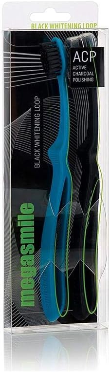 megasmileLoop Black Whitening Toothbrush Double Pack