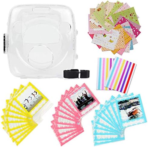Ngaantyun 7 in 1 Bundle Kit Accessories for Fujifilm Instax Square SQ10 Camera - Pack of Transparent Protective Case, Strap, Sticker Boarder, Corner Sticker, Lace Bags