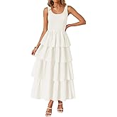 ZESICA Women's 2026 Summer Boho Sleeveless Midi Dress Scoop Neck Ruffle Tiered Layered Swing Long Beach Vacation Dresses