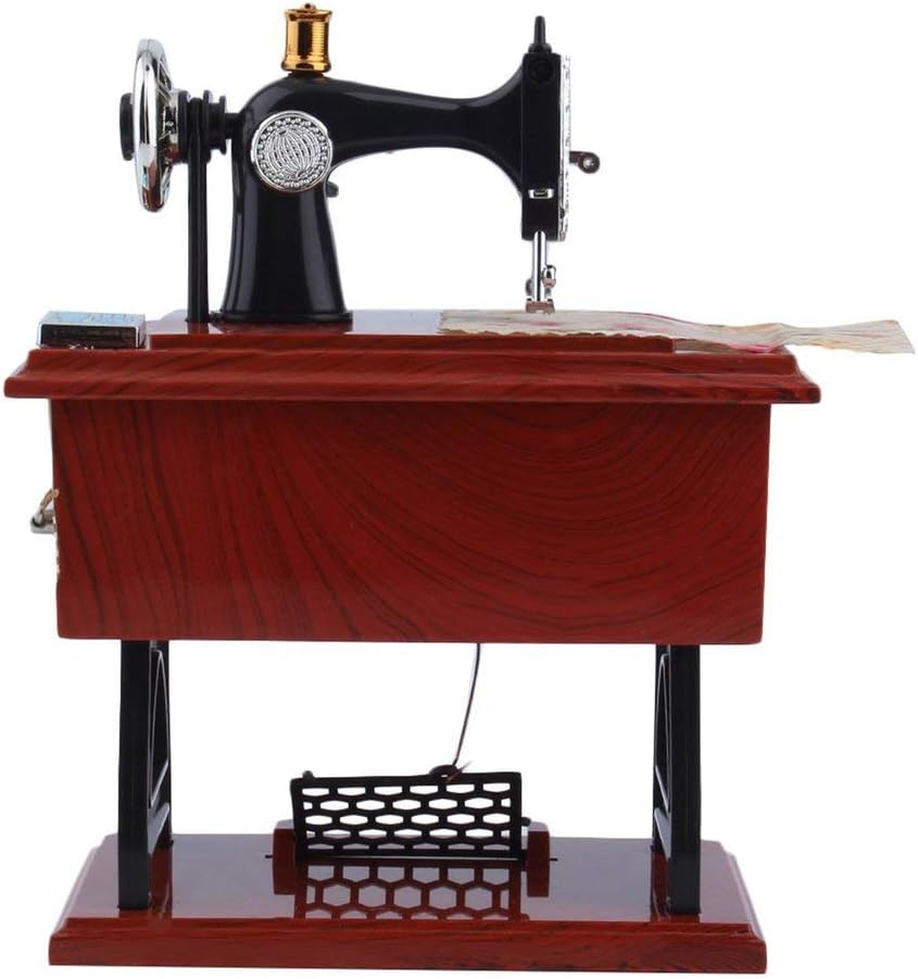 Mini máquina de Coser de Aspecto Antiguo Caja de música mecánica Joyero: Amazon.es: Hogar