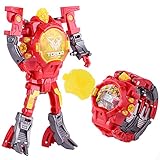 XHAIZ Kids Transformers Toys, Rescue Bots Watch for Kids 2 IN 1 Toys for 3-6 Years Old Boys, Robot Watch as School Gift (Red)