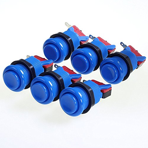 American Style 28mm Standard Arcade Push Button 6 Pack Blue With Microswitch by Atomic Market