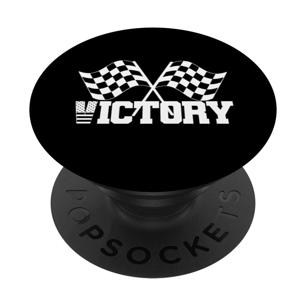 Checkered VICTORY White Pit Crew Car Racing Flag PopSockets Swappable PopGrip