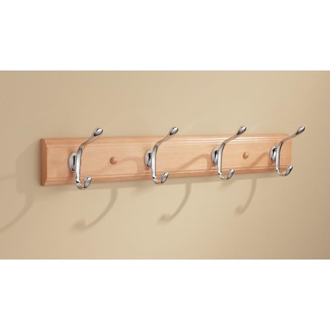 Perchero De Madera Con 4 Ganchos Dobles Para Colgar Abrigos Blanco