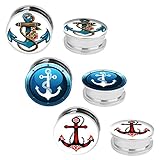 BodyJ4You Screw Fit Anchor Plugs Kit Stainless Steel Plugs 2G-12mm (6 Pieces)