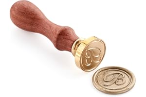 Wax Seal Stamper, VOOSEYHOME Initial Handwritten Letter Alphabet B Stamp with Rosewood Handle, Decorating on Invitations Mail Envelopes Cards Books for Birthday Themed Party Wedding Signature