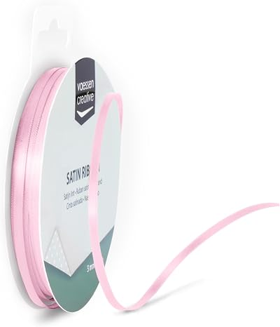 Vaessen Creative Satin Ribbon Pink 6mm x 10m Double-Sided Shiny