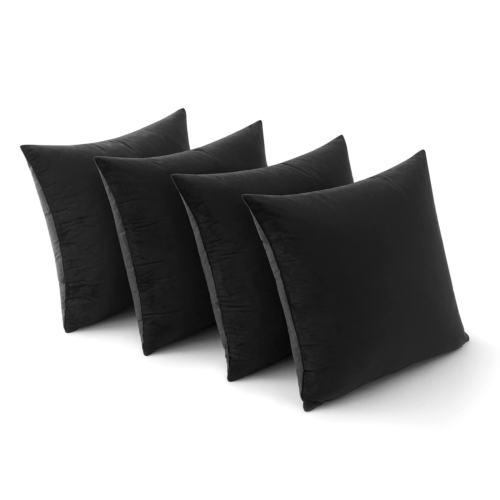 MIULEE Set of 4 Velvet Cushion Covers Soft Decorative Square Throw Pillow Cover Luxury Pillowcases for Livingroom Sofa Bedroom with Invisible Zipper 40cm x 40cm,16x16 Inches Blue Series — image 1