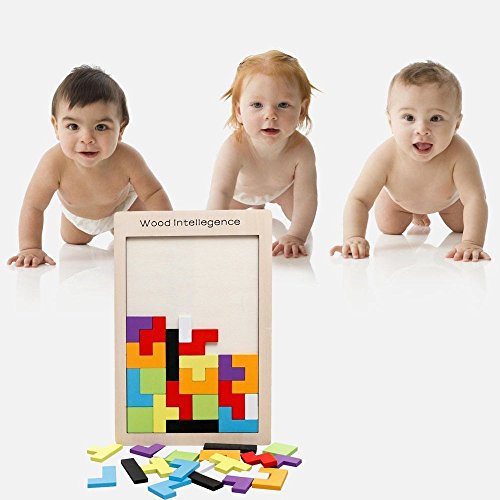 SENLIXIN Wooden Tetris Puzzle Tangram Jigsaw Brain Teasers Toy 40Pcs Colorful Building Blocks Early Education Intelligence Puzzle for Preschool Children Kids Boys Girls Playing - Thumbnail 6