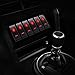 FXC Rocker Switch Aluminum Panel 6 Gang Toggle Switches Dash 5 Pin ON/Off 2 LED Backlit for Boat Car Marine Red