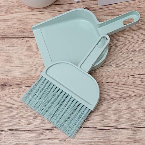 Toyvian Whisk Brush Durable Lightweight Smooth Mini Broom and Dustpan Set for Home Desktop Pets Nest Cage Cleaning Brush for Indoor and Outdoor Use (Blue)