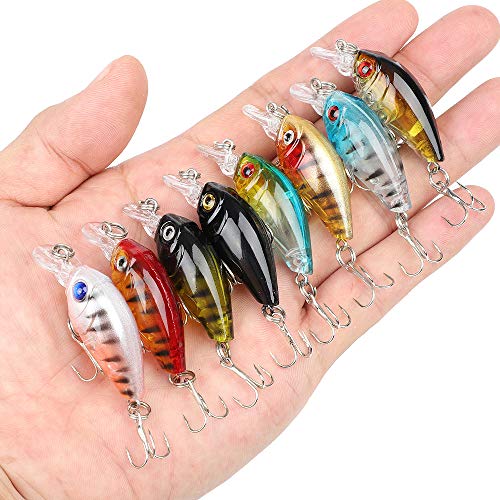 DONQL Angelköder Set Elritze Köder Kit Wobbler Crankbaits mit Haken Hard Popper Köder für Salzwasser Süßwasser Forellen… – Bild 8