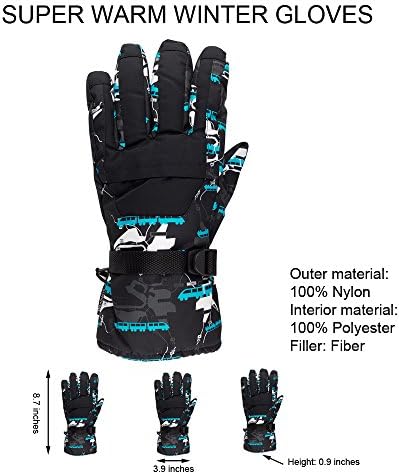 Outdoor Winter Heat Black Car Gloves, Dingshang Anti-slip Windproof Gloves with Fleece Liner for Skiing Snowboard Hiking Mountain Climbing and Other Outdoor Sports