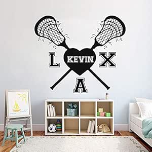 d Calcomanía de vinilo personalizada Raquetas de lacrosse Decoración