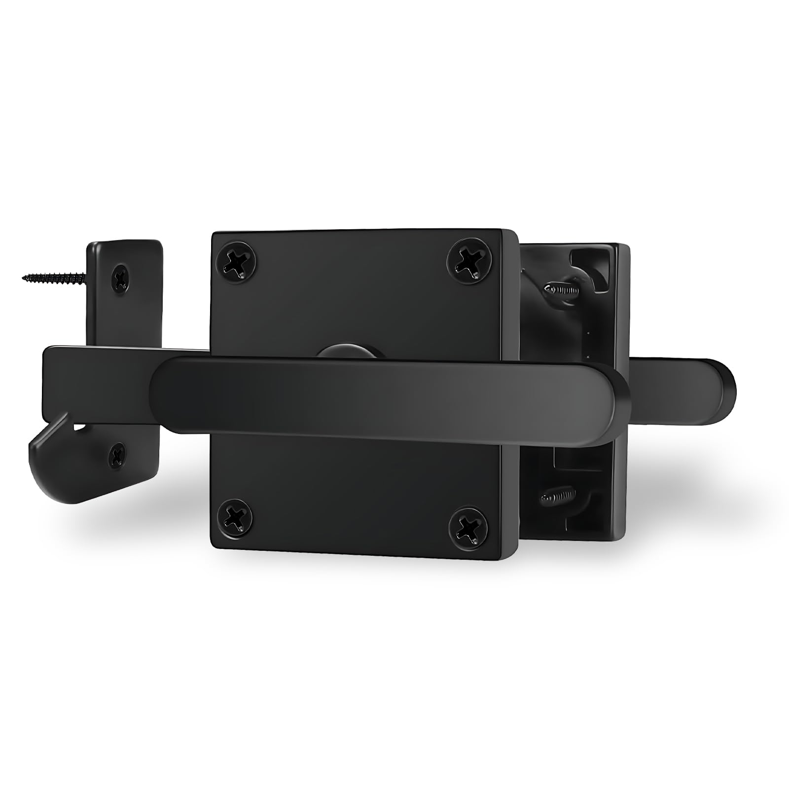 Photo 1 of Heavy Duty Matte Finish Gate Latch,Aluminum Double Side Swinging Door Hardware Latches, Fit for Outdoor Gates?Farmhouse?Farm?Garden?Shed Barn?Courtyard?Cottages?Black