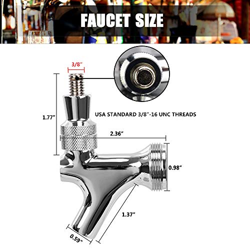 OneBom Beer Faucet with Nipple 4'' Shank Assembly,3/16''I.D. Bore for Keg Fridge Keezer (4'' Shank) - Thumbnail 2
