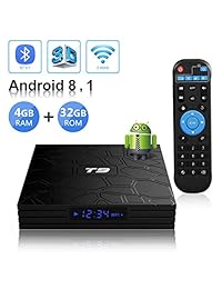 Android TV Box, T9 Android 8.1 4GB RAM   32GB ROM RK3328 Quad Core Media Box Soporte 2.4GHz WiFi 64 bits H.265 Bluetooth 4.0 DLNA UHD 4K Mini TV Box