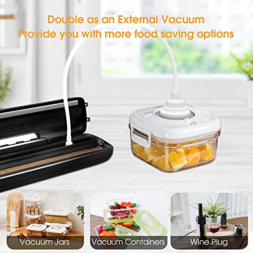 Vacuum Sealer Machine, Automatic Food Saver Machine Air Sealing System with Hose &15 Bags, Dry & Moist Food Modes