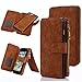 iPhone 7 Plus Case, CaseUp 12 Card Slot Series - [Zipper Cash Storage] Premium Flip PU Leather Wallet Case Cover With Detachable Magnetic Hard Case For Apple iPhone 7 Plus (5.5 Inch) - Brown