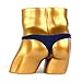 WenMei Men's Bikini Boxer Briefs trip Thongs G-string milk silk Underwear Shorts (Dark Blue),Free size