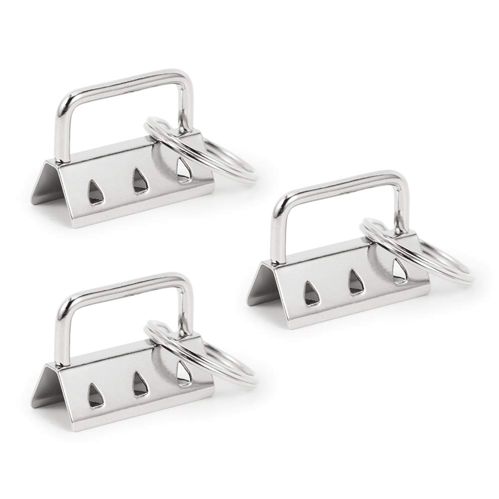 SPEEDWOX 25 Pcs Key Fob Hardware with Split Ring Webbing White Nickel 0.8 Inch — image 1