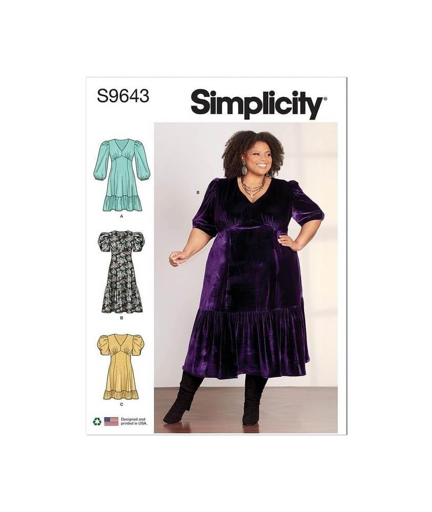 Simplicity SS9643W2 Plus Size Dress W2 (20W-22W-24W-26W-28W)