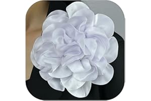 ZZ ZINFANDEL 19mm Extra Large Rose Flower Brooches Lapel Pins Dainty Satin Fabric Brooches Big Camellia Flower Brooch Pin for Women Wedding Part Dance Clothes Accessories Jewelry