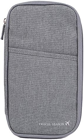 Multi-function Travel Passport Credit Id Card Organizer Wallet Purse Case Bag With Wrist Strap (Gray)