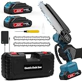 6-Inch Electric Chainsaw Cordless, Brushless Portable Handheld Small Chain Saw with 2 Batteries, for Wood Cutting/TreeTrimming/Courtyard