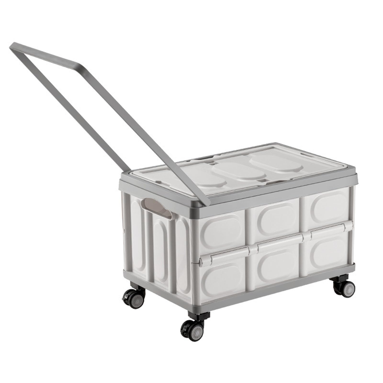 Photo 1 of Storage Bins with Wheels and Handlest 4 Wheels Utility Mobile Storage Bin with Lid 65L Big Capacity Collapsible Crate Hauling Utility Cart Rolling Cart for Teachers School Office Camping Shopping