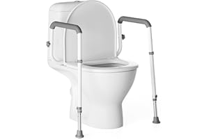 Loyoda Toilet Safety Rails Medical Steel Sturdy Toilet Handle Height-Adjustable Leg Provides Support for Seniors, Disabled and Pregnant Women