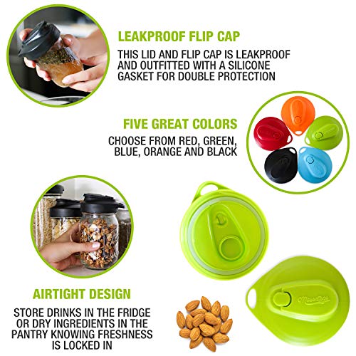Masontops Multi Top - 2 Pack - Wide Mouth Mason Jar Lids with Easy Pour Spout and Flip Cap - Sip, Pour, Store & More - Lid Accessories For Mason Jars