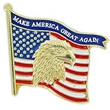 Make America Great Again Gold Tone Enameled United States Flag Lapel Pin, 7/8 Inch