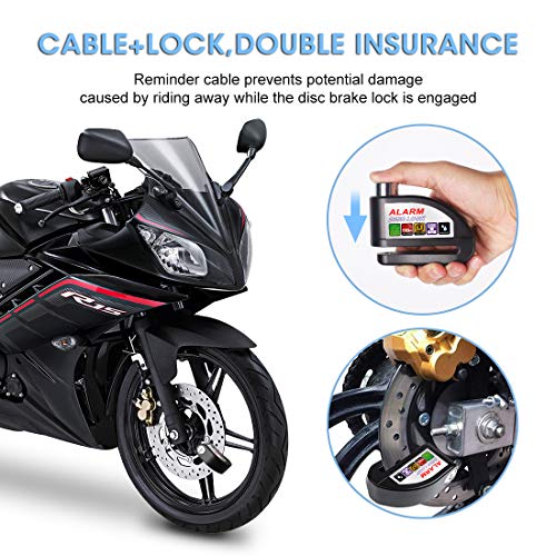 image for chfine Alarm Disc Lock, Anti-Theft Motorcycle Alarm Padlock Disc Brake